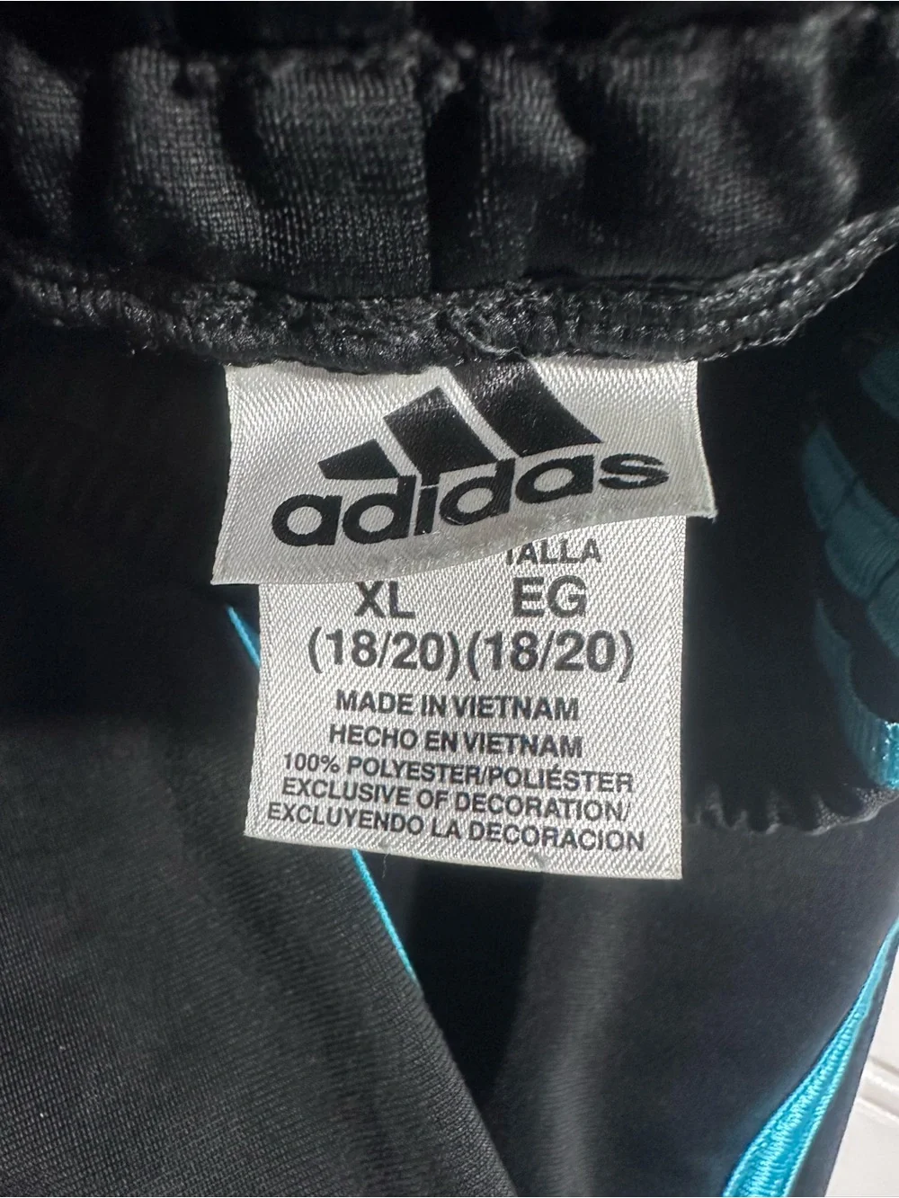 Adidas black & teal track pants girls XL 18/20